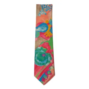 1970’S PASTEL MADE IN ITALY 100% ITALIAN SILK FLORAL HANDMADE TIE