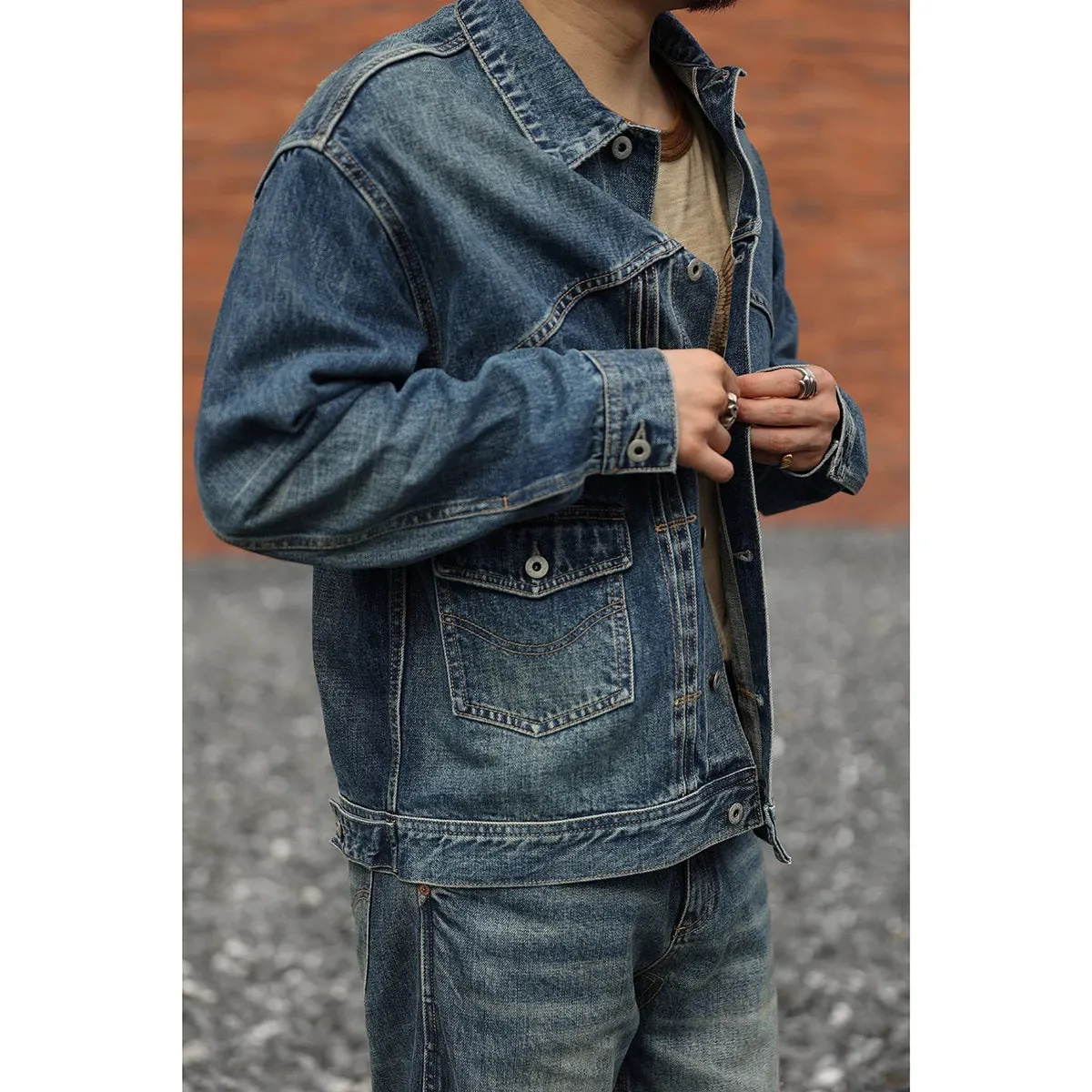 Blue Selvage Denim Jacket Vintage Washed Unlined Jean Jacket