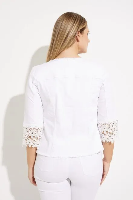 Lace Trimmed White Denim Jacket JOSEPH RIBKOFF 232910