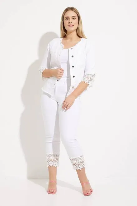 Lace Trimmed White Denim Jacket JOSEPH RIBKOFF 232910