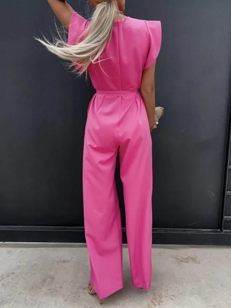 Marlene Ruffled Cap Sleeve Jumpsuit