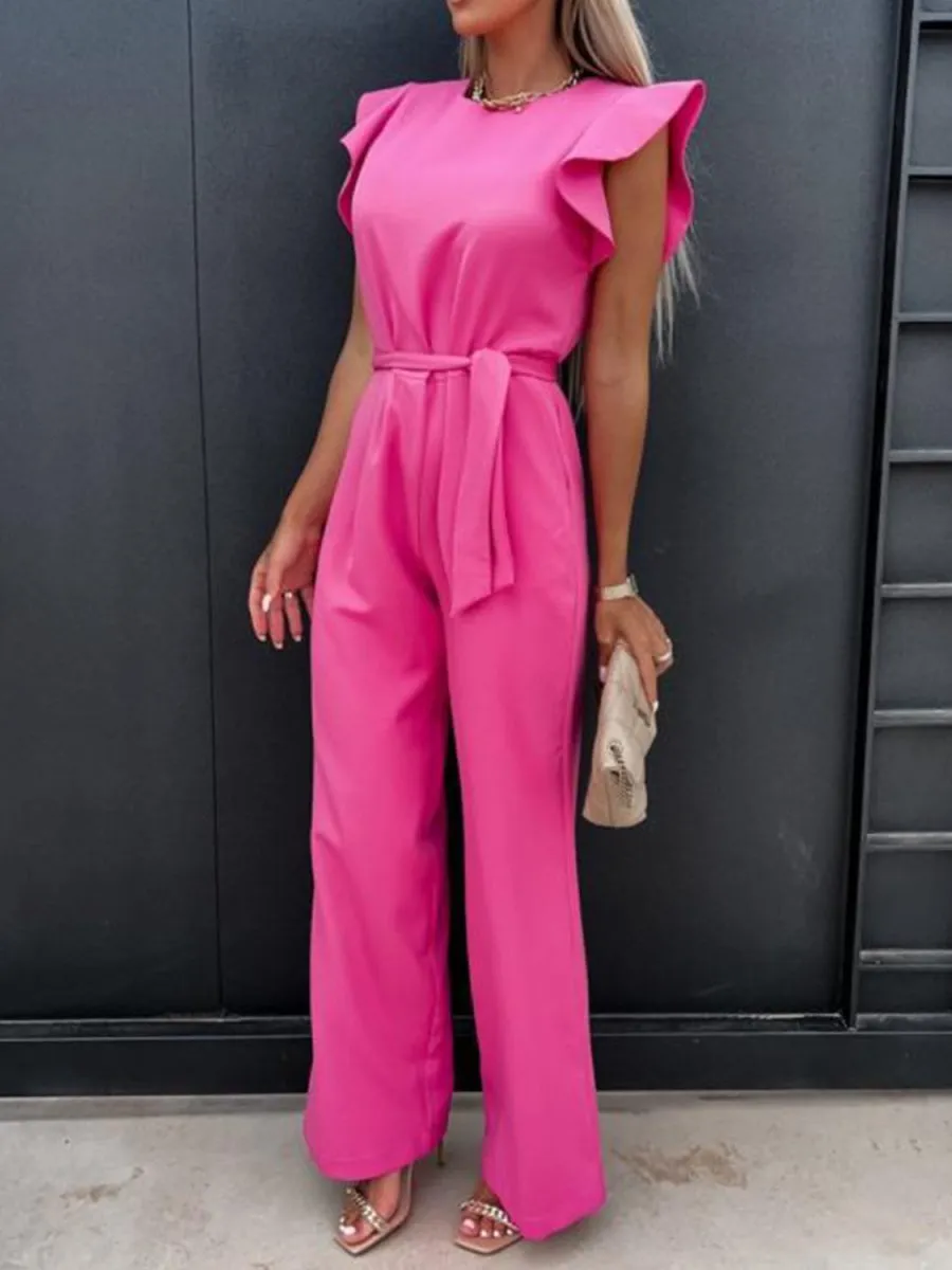 Marlene Ruffled Cap Sleeve Jumpsuit