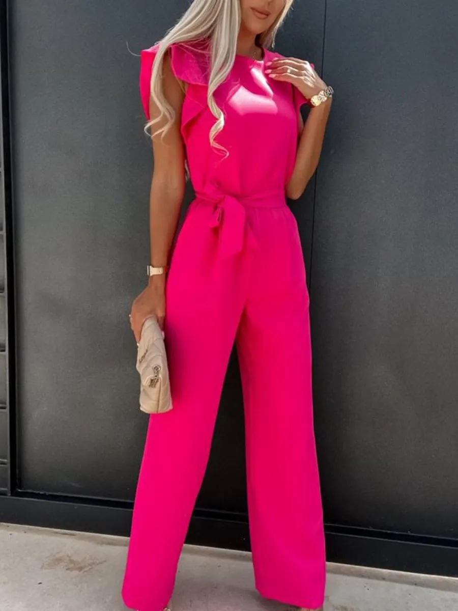 Marlene Ruffled Cap Sleeve Jumpsuit