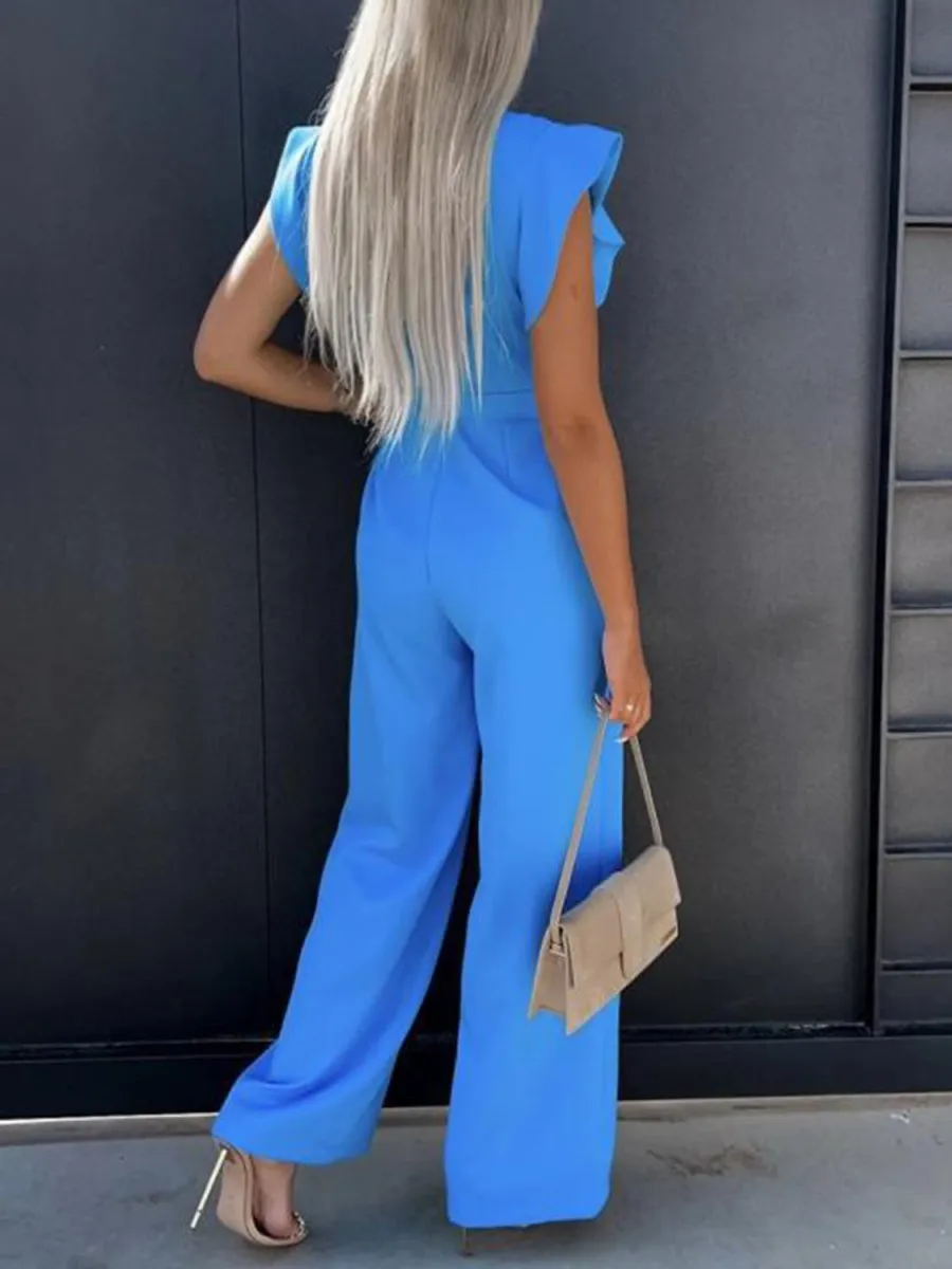 Marlene Ruffled Cap Sleeve Jumpsuit