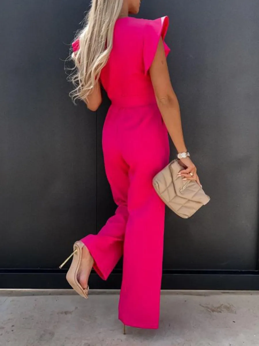 Marlene Ruffled Cap Sleeve Jumpsuit