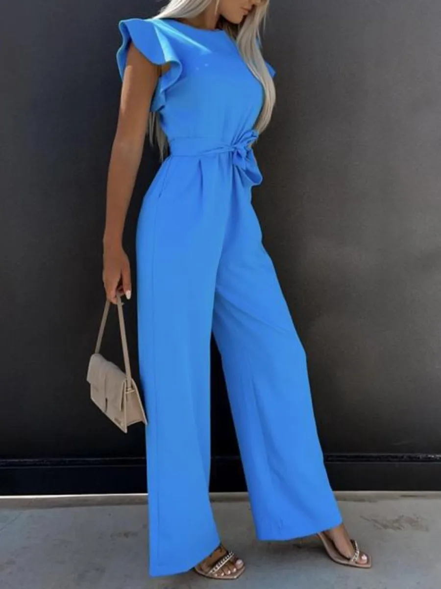 Marlene Ruffled Cap Sleeve Jumpsuit