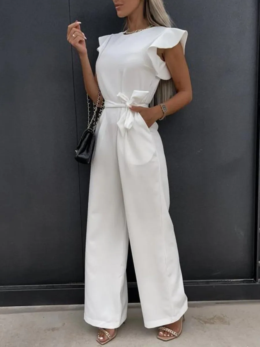 Marlene Ruffled Cap Sleeve Jumpsuit