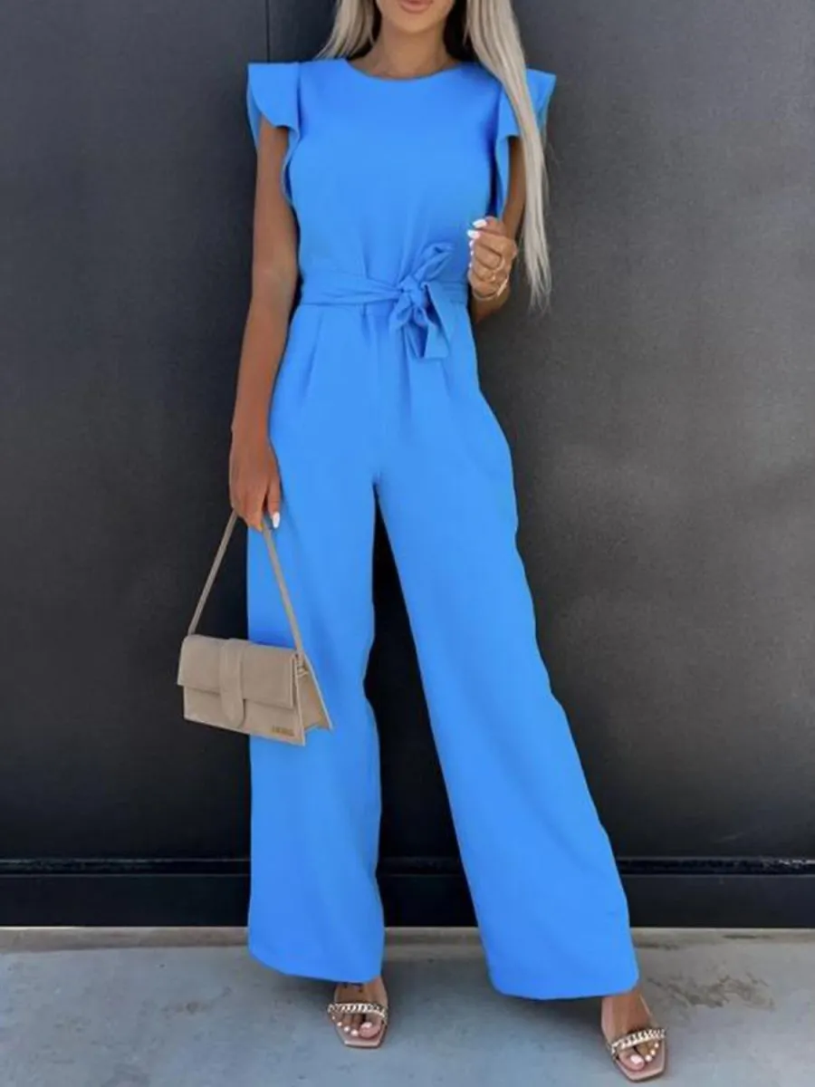 Marlene Ruffled Cap Sleeve Jumpsuit
