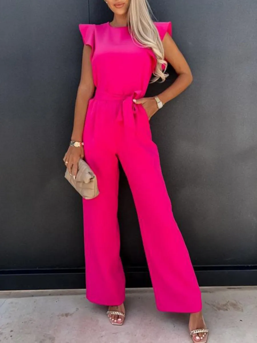 Marlene Ruffled Cap Sleeve Jumpsuit