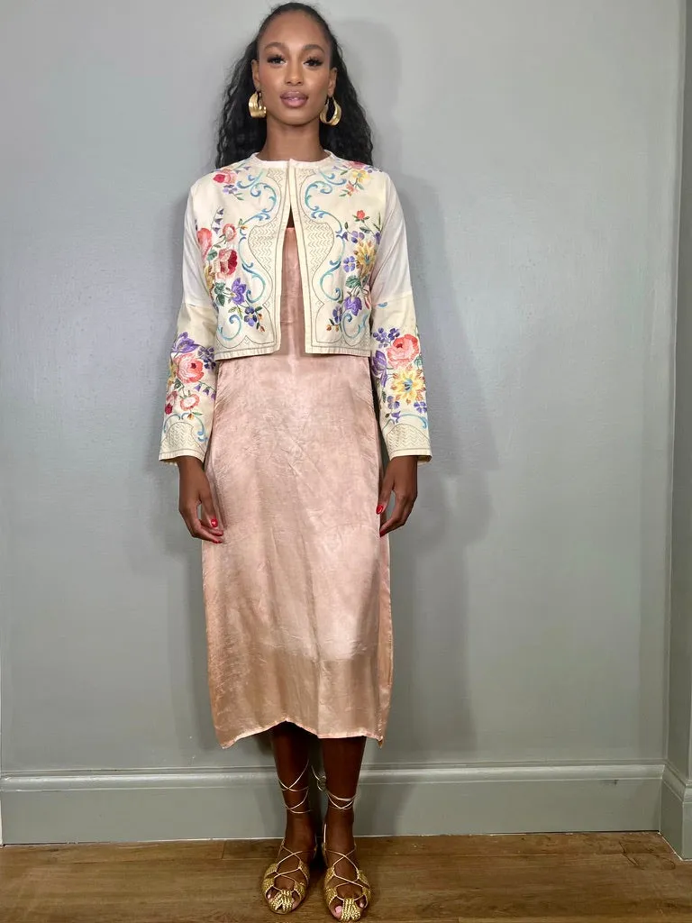Pansy, vintage reworked embroidered jacket
