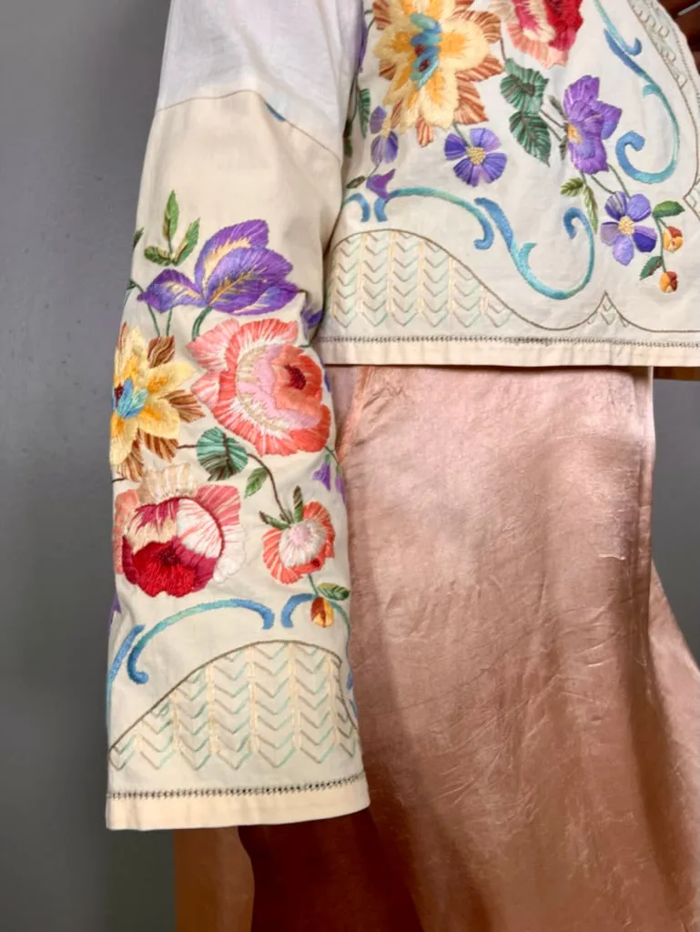 Pansy, vintage reworked embroidered jacket
