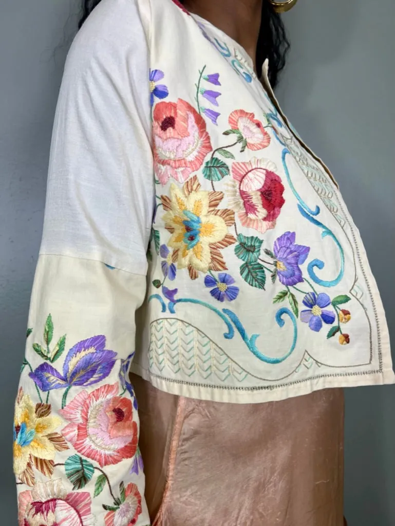 Pansy, vintage reworked embroidered jacket