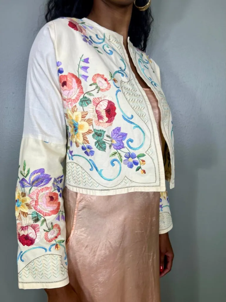 Pansy, vintage reworked embroidered jacket