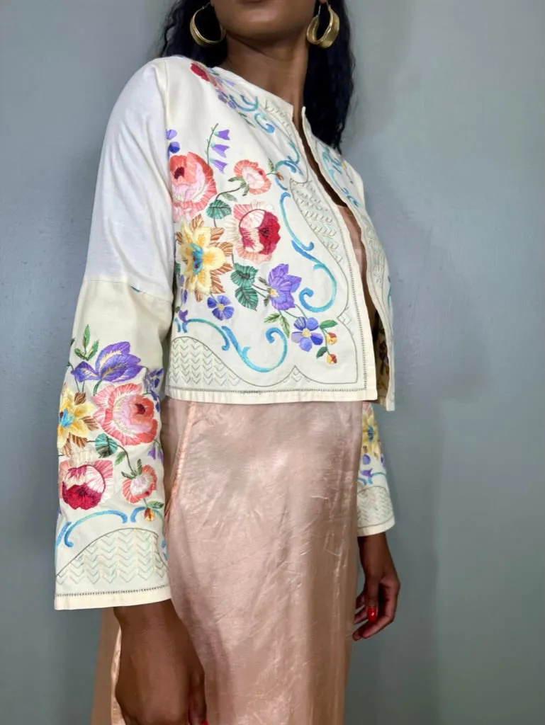 Pansy, vintage reworked embroidered jacket