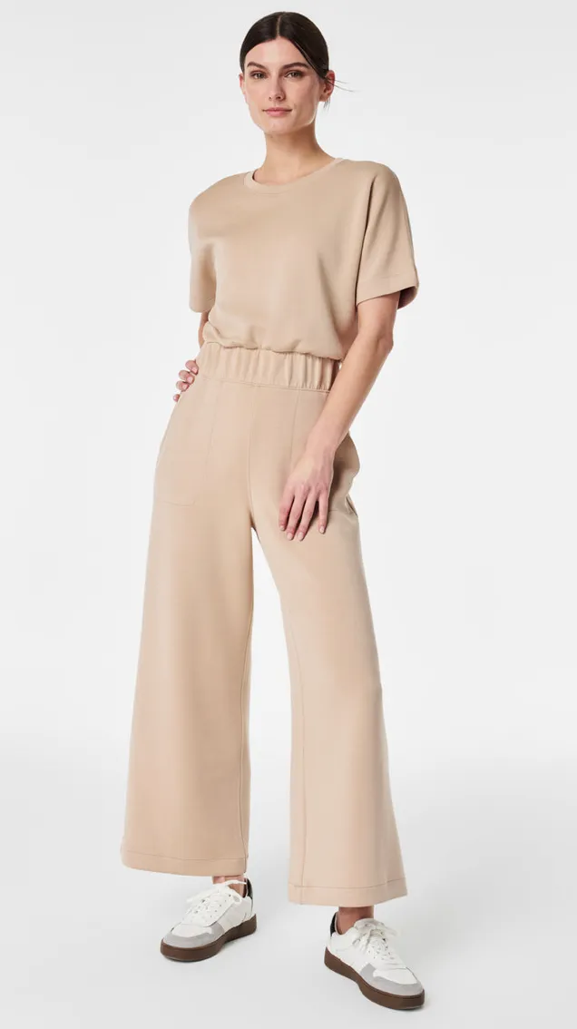Spanx Airessential Cropped Jumpsuit Tahini