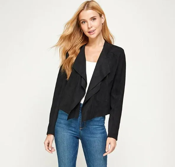 Stylish Suede Drape Jacket - Multiple Colors