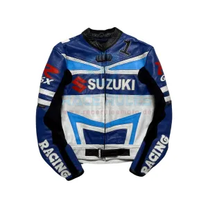 Vintage Suzuki Real Leather Motorcycle Racing Jacket Unisex Biker Jacket