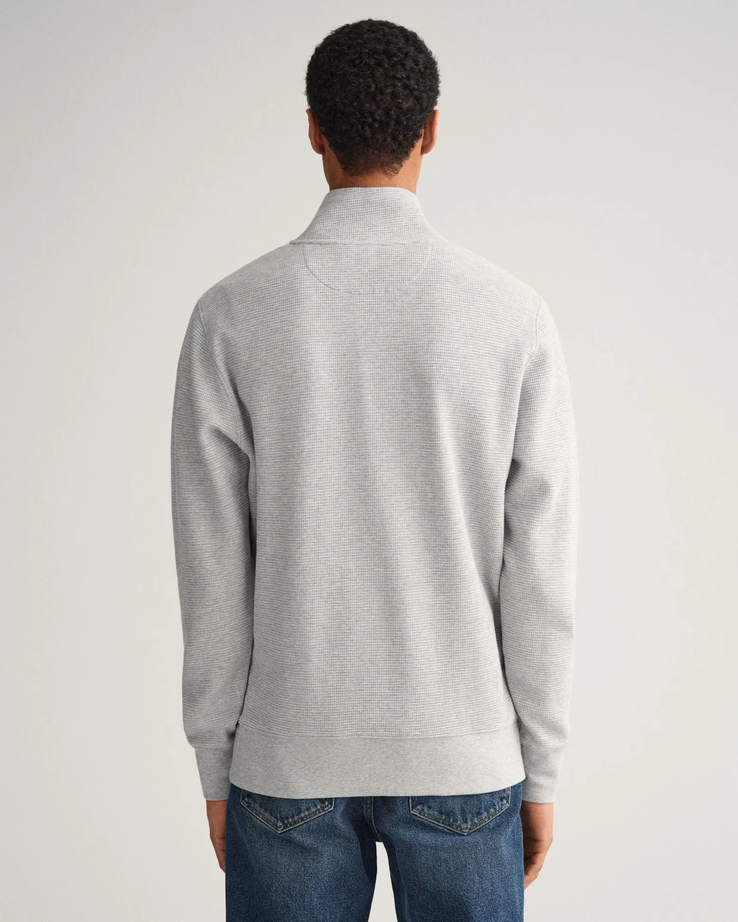 Waffle Half Zip Sweatshirt - Grey Melange