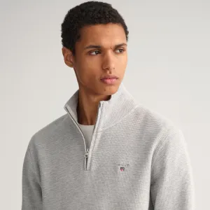 Waffle Half Zip Sweatshirt - Grey Melange